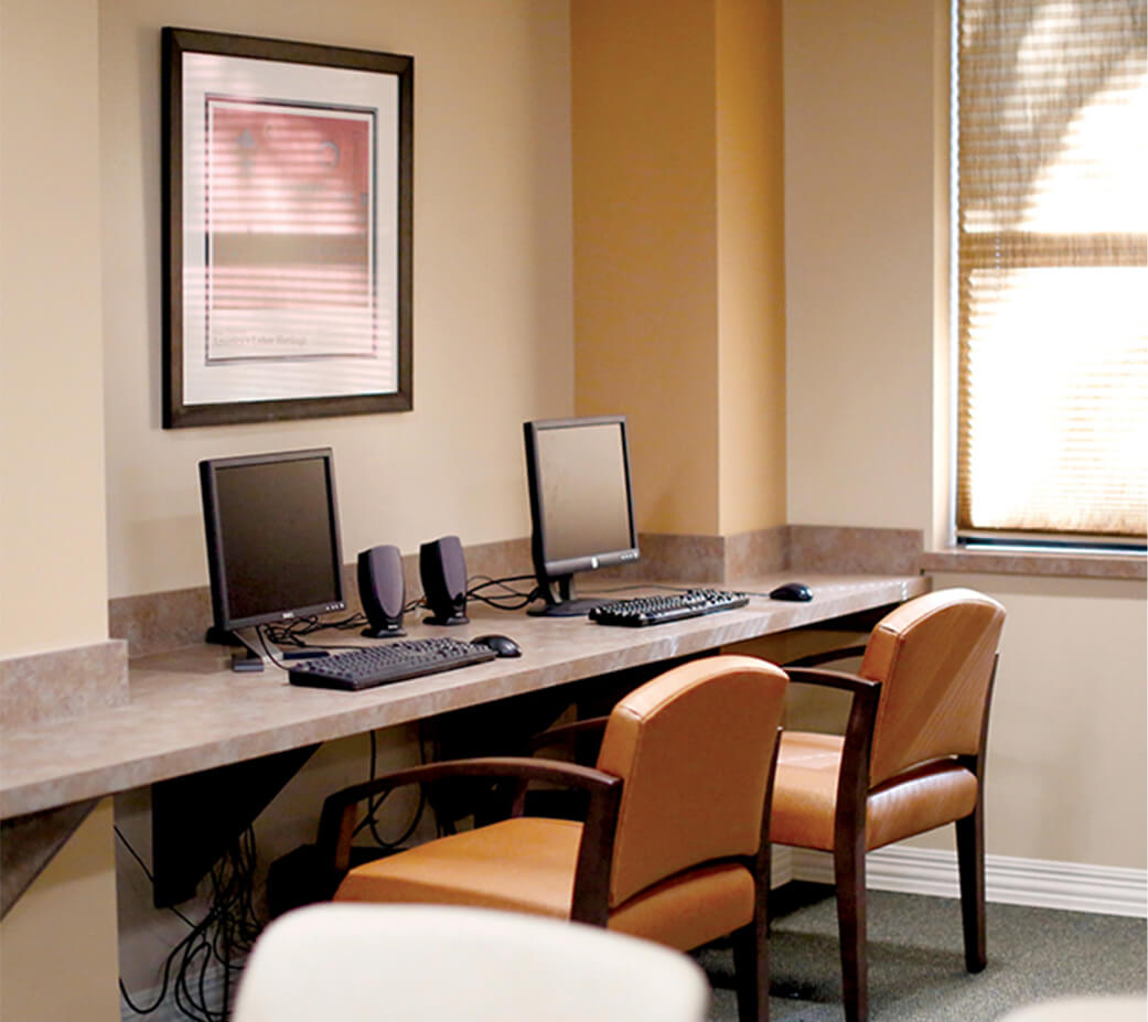 Computer room in affordable housing community